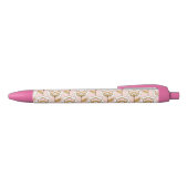 Retro Garden Pink Floral Pattern Zwarte Inkt Pen (Bovenkant)
