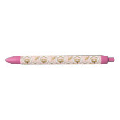 Retro Garden Pink Floral Pattern Zwarte Inkt Pen (Voorkant)