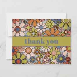Retro Garden Vintage 60s 70s esthetische bloemen Bedankkaart