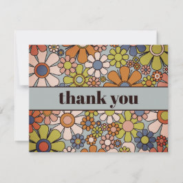 Retro Garden Vintage 60s 70s esthetische bloemen Bedankkaart