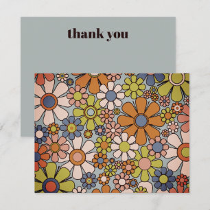 Retro Garden Vintage 60s 70s esthetische bloemen Bedankkaart