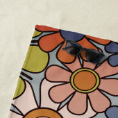 Retro Garden Vintage 60s 70s esthetische bloemen Strandlaken (In situ)