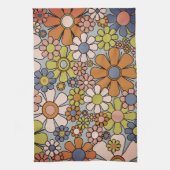 Retro Garden Vintage 60s 70s esthetische bloemen Theedoek (Verticaal)