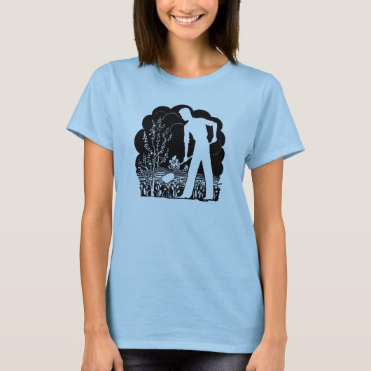 Retro Gardener Silhouette Heather Grey Dames T-shirt (Voorkant)