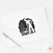 Retro Gardener Silhouette Ronde Sticker (Envelop)