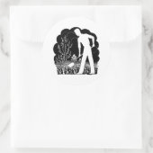 Retro Gardener Silhouette Ronde Sticker (Tas)