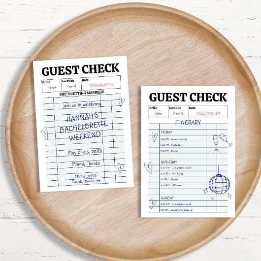 Retro Gast Check Handgeschreven vrijgezellenweeken Kaart