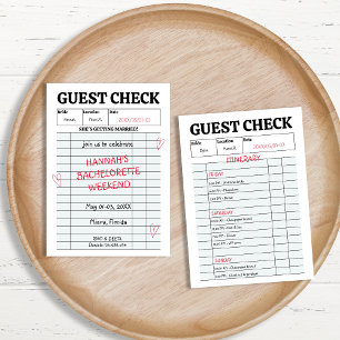 Retro Gast Check Hen Party Bachelorette Weekend Kaart