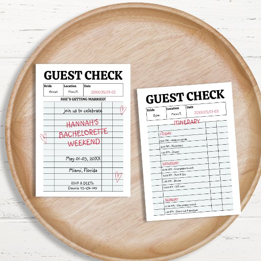 Retro Gast Check Hen Party Bachelorette Weekend Kaart