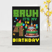 Retro gast het is mijn 4de verjaardag Pixel Cake G Kaart (Gele Bloem)