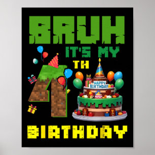 Retro gast het is mijn 4de verjaardag Pixel Cake G Poster