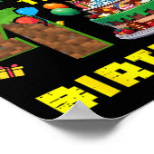 Retro gast het is mijn 4e verjaardag Pixel Cake Ga Poster (Hoek)