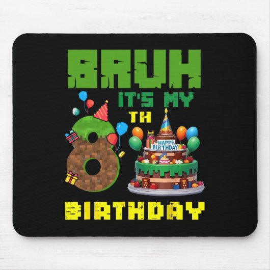 Retro gast, het is mijn 8e verjaardag Pixel Cake G Muismat (Voorkant)