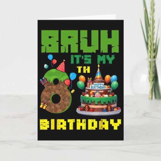 Retro gast het is mijn 8e verjaardag Pixel Cake Ga Kaart (Voorkant)