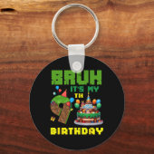 Retro gast het is mijn 9e verjaardag pixel cake ga sleutelhanger (Voorkant)