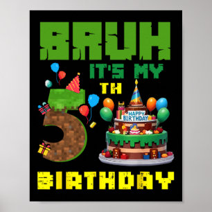 Retro gast is mijn 5e verjaardag Pixel Taart Gamer Poster