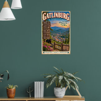 Retro Gatlinburg Tennessee Smoky Mountains Reizen Poster