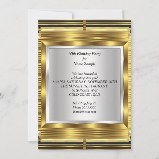 Retro Gatsby Deco 60th Birthday Party Kaart (Achterkant)