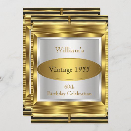 Retro Gatsby Deco 60th Birthday Party Kaart (Voorkant / Achterkant)