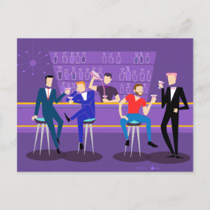 Retro Gay Bar-Briefkaart Briefkaart