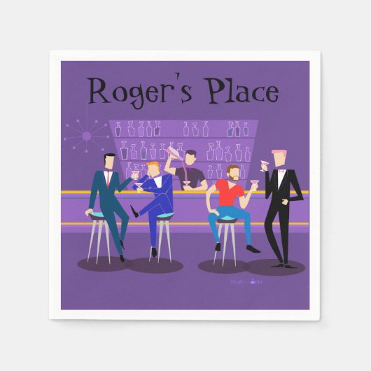 Retro Gay Bar Cocktail Napins Servet (Voorkant)