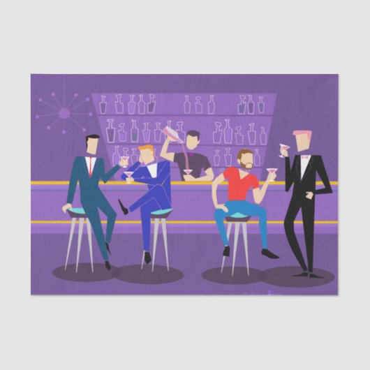 Retro Gay Bar, plakpapier Tissuepapier (Voorkant)