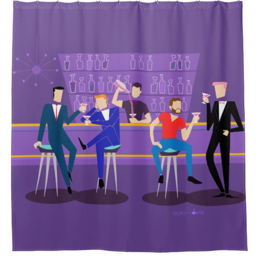 Retro Gay Bar Shower Curtain Douchegordijn (Voorkant)
