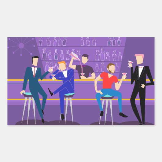 Retro Gay Bar-stickers Rechthoekige Sticker (Voorkant)