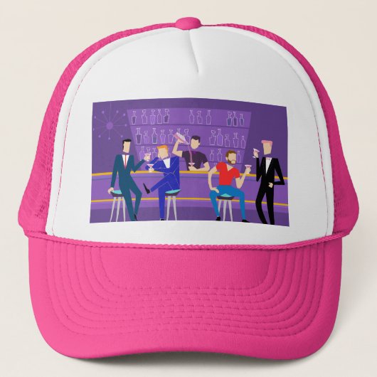 Retro Gay Bar Trucker Hat Trucker Pet (Voorkant)