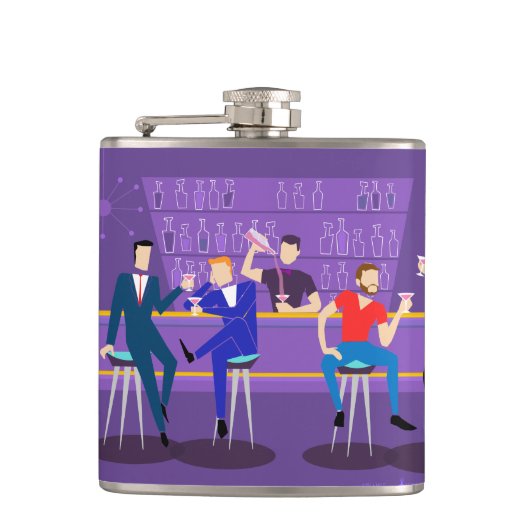 Retro Gay Bar Vinyl Wrapped Flask Heupfles (Voorkant)