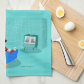 Retro Gay Couple die tv-keukenhanddoeken bekijkt Theedoek (Quarter Fold)