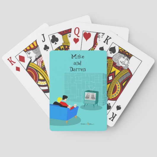 Retro Gay Couple die tv-klassieke speelkaarten bek (Achterkant)