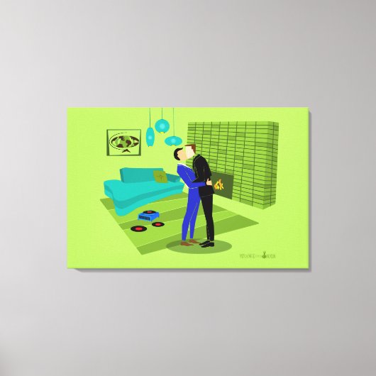 Retro Gay Couple in Love Canvas Afdruk (Voorkant)