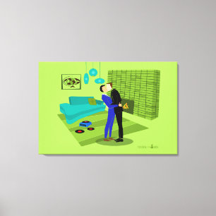 Retro Gay Couple in Love Canvas Afdruk