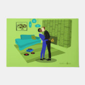 Retro Gay Couple in Love (Interraciaal) Deurmat (Voorkant)