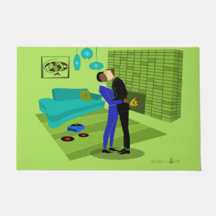 Retro Gay Couple in Love (Interraciaal) Deurmat