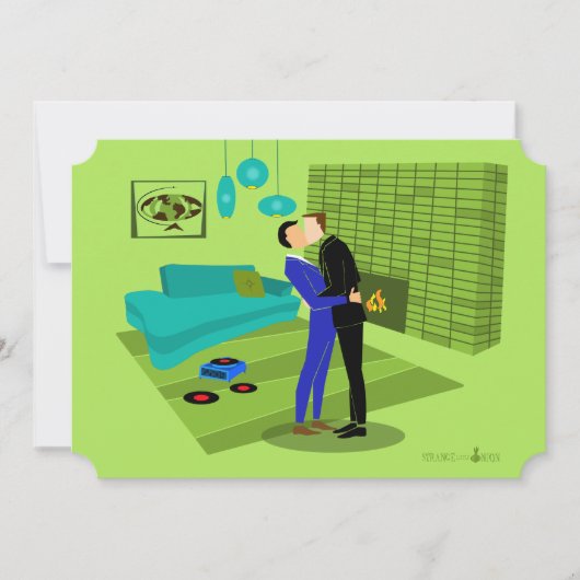 Retro Gay Couple in Love Invitation Save The Date (Voorkant)