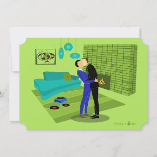 Retro Gay Couple in Love Invitation Save The Date
