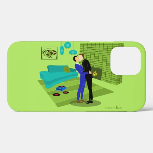 Retro Gay Couple in Love iPhone / iPad case (Achterkant (horizontaal))