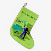 Retro Gay Couple in Love Kerstmis Stocking Kleine Kerstsok (Voorkant (Hangend))