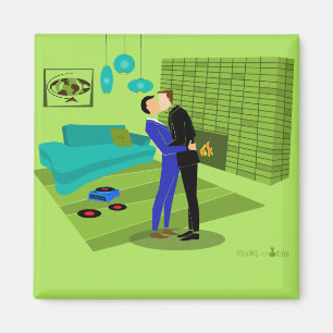 Retro Gay Couple in Love Magneet
