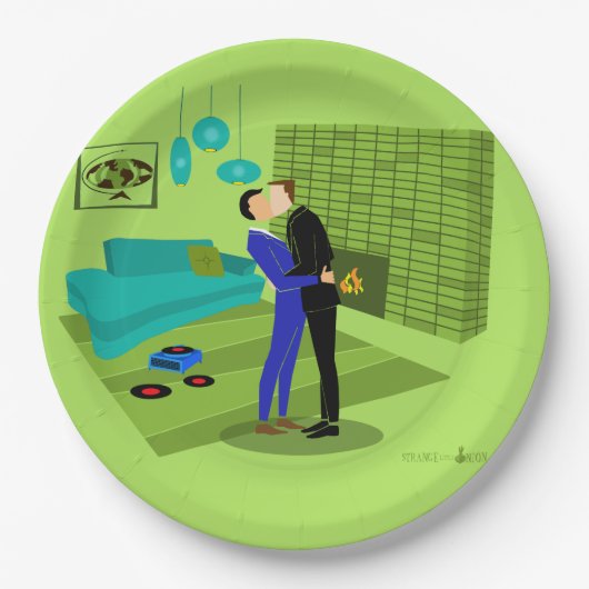 Retro Gay Couple in Love Papieren Bordje (Voorkant)