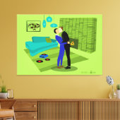 Retro Gay Couple in Love Stretted Canvas Print (Insitu (Woonkamer))