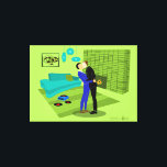 Retro Gay Couple in Love Stretted Canvas Print<br><div class="desc">Dit Retro Gay Couple in Love design is het perfecte mengsel van passie en kitsch. In de stijl van de jaren '60, het minimalistische kunstontwerp, staat een aantrekkelijk homostel dat in het midden van die jaren zoent, dat ontegensprekelijk is versierd in het huis van de tijdcapsule. De kalkgroene steenhaard zorgt...</div>