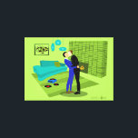 Retro Gay Couple in Love Stretted Canvas Print<br><div class="desc">Dit Retro Gay Couple in Love design is het perfecte mengsel van passie en kitsch. In de stijl van de jaren '60, het minimalistische kunstontwerp, staat een aantrekkelijk homostel dat in het midden van die jaren zoent, dat ontegensprekelijk is versierd in het huis van de tijdcapsule. De kalkgroene steenhaard zorgt...</div>