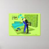 Retro Gay Couple in Love Stretted Canvas Print (Voorkant)