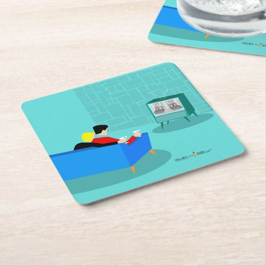 Retro Gay Couple Onderzetter tv-papier bekijken (Schuin)