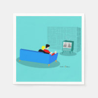 Retro Gay Couple TV Paper Napkin bekijken