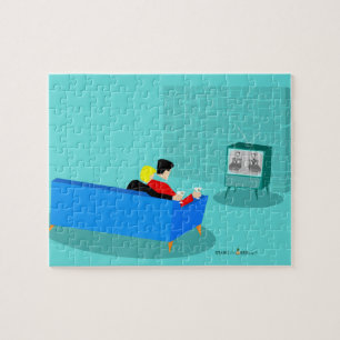 Retro Gay Couple TV Puzzle bekijken Legpuzzel