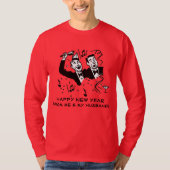 Retro Gay "Happy New Year from Me and My Husband" T-shirt (Voorkant)